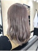 セミロング/グレー/グレージュ/白髪ぼかし/20代/30代/40代/50代