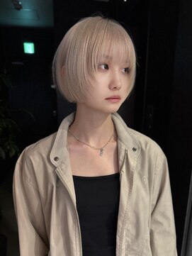 サンクマーケット 渋谷(cinq MARKET) 渋谷ブリーチカラータッセルボブミルクティーベージュ韓国ヘア