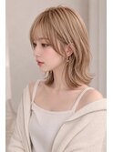2.ウルフボブネオウルフミルクティーベージュハイトーンブリーチ