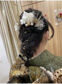 編みおろしヘアアレンジ/結婚式/成人式/卒業式