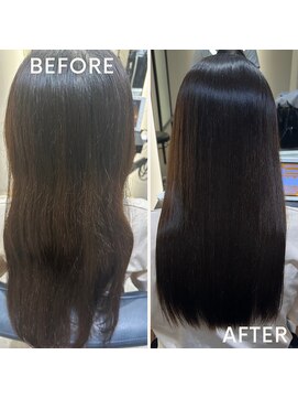 ブリーチ履歴有、癖軽め髪質改善ストレート