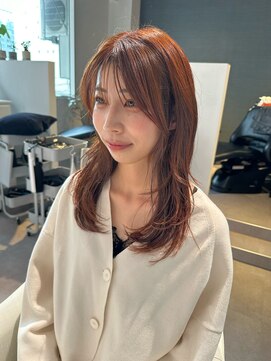 アム(amu) オレンジブラウン/オレンジカラー/レイヤーカット/くびレイヤー