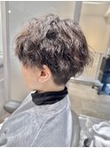 大人かわいい小顔ショートパーマ抜け感アッシュブラウン