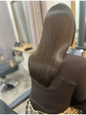 髪質改善★ハイライトアッシュブラウン白髪染め艶感ロング