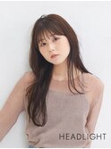 ロングレイヤーココアベージュ小顔チョコレートブラウン黒髪