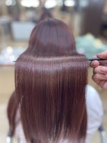 ビーワンヘアー 藤井寺 土師ノ里(B1hair) 赤髪ストレート