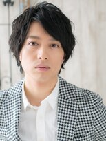 モッズヘア メン 新所沢店(mod's hair men)&nbsp;アッシュブラック無造作シャドウパーマ七三分けショートe新所沢