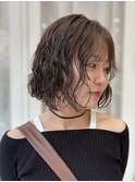 ふわっとボブパーマ×透明感たっぷりアッシュベージュ