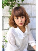 厚めバングのガーリーボブ