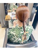 タイトヘア 編みおろし リボンヘアアレンジ