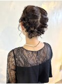 ヘアセットポニーテール結婚式ドレスヘア大人美人ツインヘア