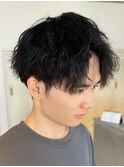 ツイストスパイラルメンズパーマセンターパート辻堂