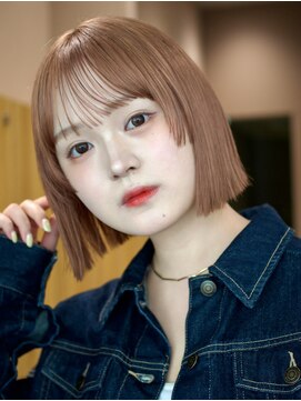 ガーデンヨコハマエスト(GARDEN YOKOHAMA est) 切りっぱなしボブ外ハネ似合わせカットベージュ姫カットレイヤー