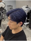 センターパーマ×ブルーカラー