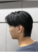 メンズセンターパートニュアンスパーマアップバング