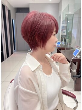 アース 栄店(HAIR&MAKE EARTH) earthショートレイヤーボブミルクティー丸みショートボブ