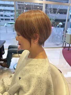 アース 栄店(HAIR&MAKE EARTH) earthショートレイヤーボブミルクティー丸みショートボブ