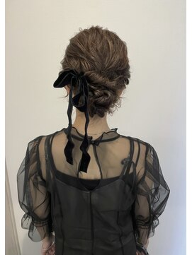 ベロアリボン/お呼ばれアレンジ/シニヨン