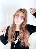 ピンクブラウンミックスのフロントレイヤースタイル