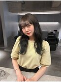 デザインカラーレイヤーカットウェットヘア夏オリーブベージュ
