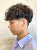 調布メンズパーマセンターパートツイストスパイラルパーマカット
