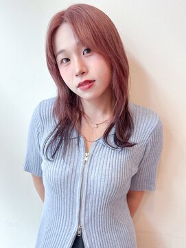 ザ ドッツ(THE DOTS) ハイトーン くすみカラー ピンクべージュ センターパート