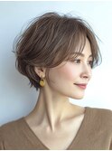ミセスショートボブ白髪ぼかし脱白髪染め40代50代60代♪