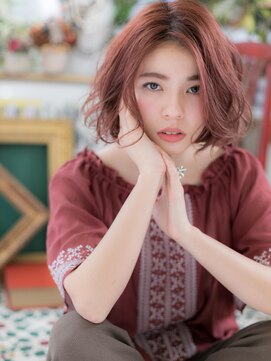 カバーヘアアンドスパ ブリス 浦和(COVER HAIR&SPA bliss) *bliss浦和*個性的カラーでセンターパートくせ毛風ラフボブa