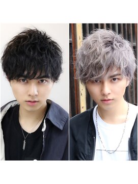 ネイビー(NAVY) 黒髪パーママッシュ シルバーアッシュグレージュ イメチェンせよ