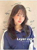 レイヤーカットレイヤーロング　小顔レイヤー　顔周りカット