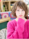 インナーカラー斜めバングくせ毛風小顔ボブc5北浦和10代20代30代