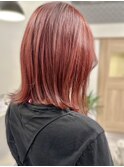 20代30代大人可愛い透明感レッドブラウンケアブリーチ