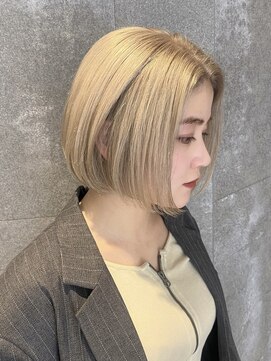 ピークアブー 原宿ハラカド(PEEK-A-BOO) ホワイトブロンドボブかきあげ海外風ケアブリーチ20代30代40代