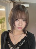 姫カットレイヤー/マロンベージュ/クラゲヘアー/くすみベージュ