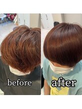 縮毛矯正before→after☆画像加工なし実際のお客様お写真です《縮毛矯正/髪質改善/髪質改善カラー/恵比寿》