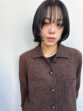 トリッカ 銀座(tricca) 顔まわりレイヤー/暗髪ボブ/小顔/ナチュラルヘア