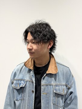 センターパートウルフパーマ/波巻きツイストスパイラルパーマ