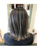 バレイヤージュ ハイライト アッシュグレー