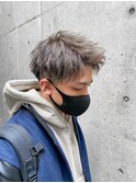 メッシュアップバングツーブロック刈り上げホワイトカラー