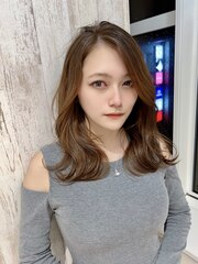 【金沢】面長カバー/30代/かきあげ前髪/くびれヘア/セミロング