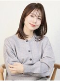 20代30代40代簡単スタイリング内巻きレイアーミディ×前髪あり