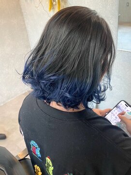 サニーサイドサロン(SUNNY SIDE SALON) グレー&ネイビーカラー/ハイトーン／ボブ/たまプラーザ