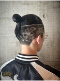 1863渋谷メンズカットバリカンアートブラックヘアマンバン