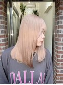 ミルクティーピンクアッシュベージュミディアムウルフレイヤー