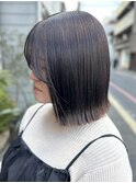 小顔似合わせカット大人ガーリーグレージュ切りっぱなしボブ