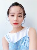 オリーブベージュショートミニボブグレージュブリーチレイヤー