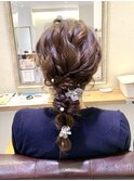 ヘアセット　編み下ろしヘア　結婚式　二次会　アレンジ