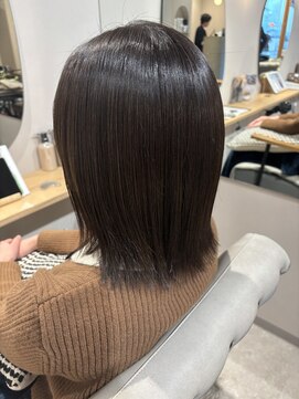 パプス ド コワフュール 川西能勢口店(Pap's de coiffeur) オリーブグレージュ×切りっぱなしボブ