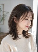 ミディアム髪型20代30代40代丸顔面長レイヤー蕨