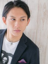 メンズヘア ビーセカンド 草加店(MENS HAIR B-2) 重めブラックセンターパート伸ばしかけビジネスマッシュa1草加